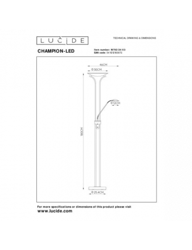 Stāvlampa Champion 19792/24/03 | Lucide | TavaGaisma.lv