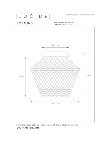 Ceiling lamp Rosalind 03134/01/62 |Lucide | TavaGaisma.lv/en