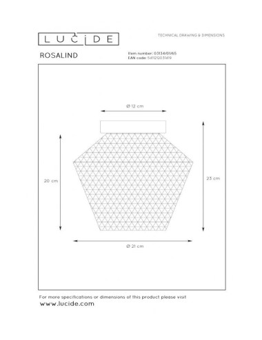 Ceiling lamp Rosalind 03134/01/65 |Lucide | TavaGaisma.lv/en