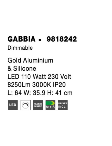 Ceiling lamp Gabbia LED 9818242 | Nova Luce | TavaGaisma.lv/en