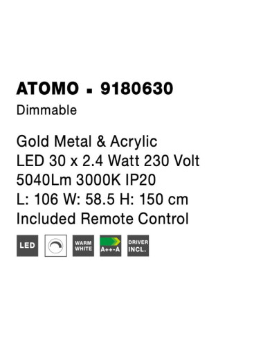 Ripplamp Atomo LED 9180630 | Nova Luce | TavaGaisma.lv/et