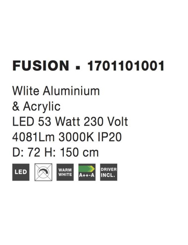 Pakabinamas šviestuvas Fusion Ø72 LED 1701101001 | Nova Luce | TavaGaisma.lv/lt