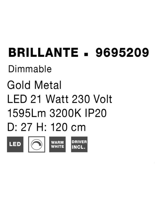 Riippuvalaisin Brillante Ø27 LED